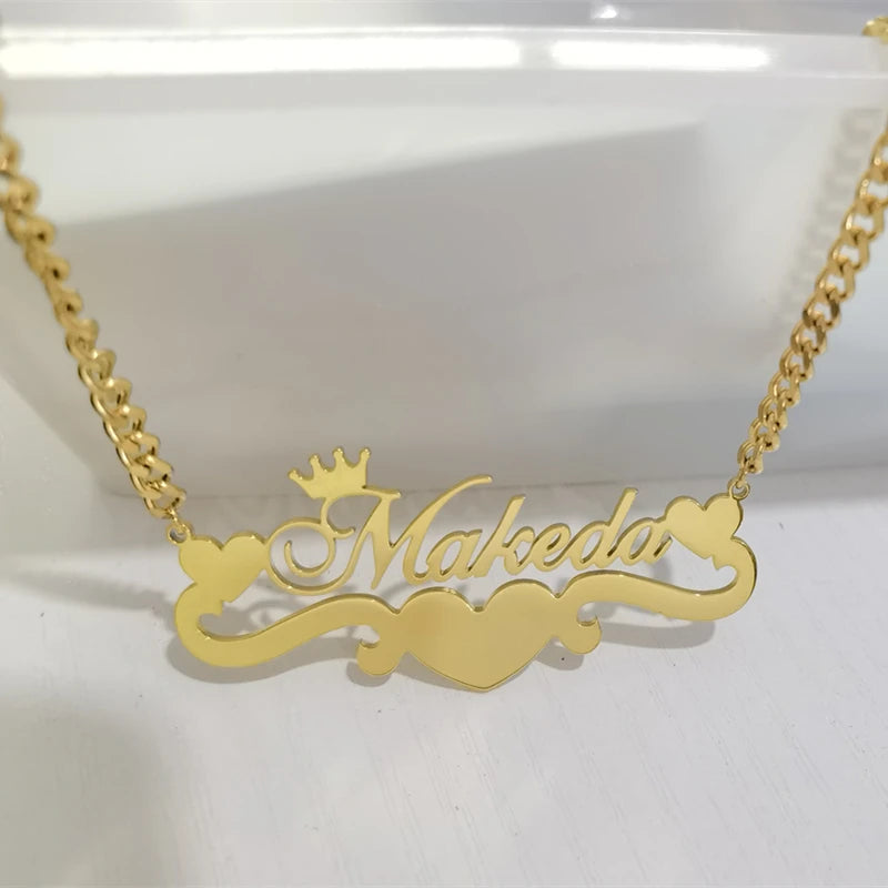 Tiara & Heart Custom Name Necklace