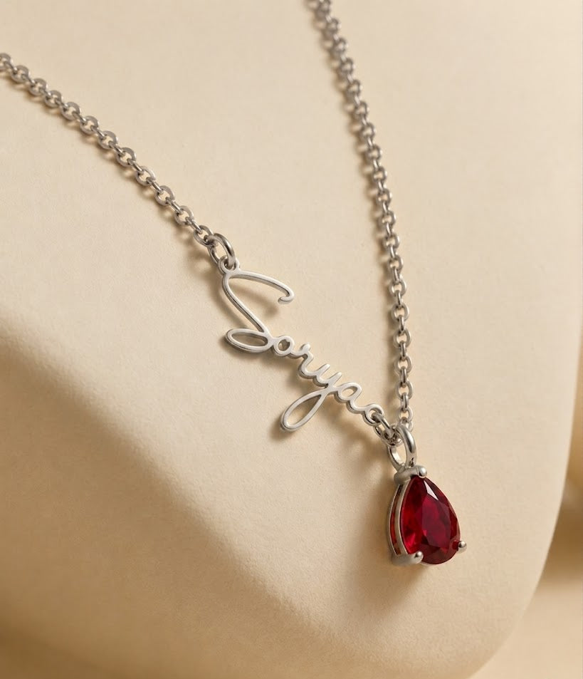 Name & Birthstone Necklace