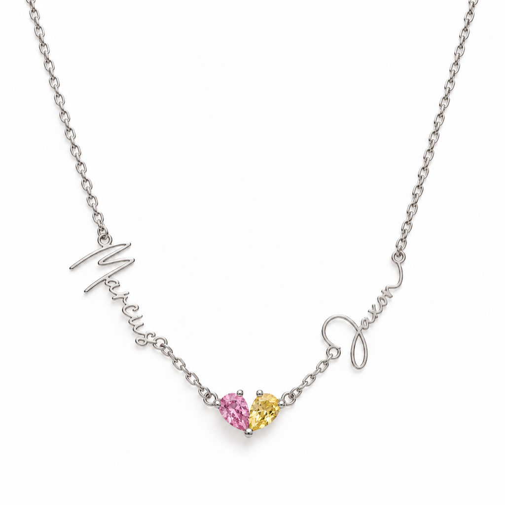 Double Name & Birthstone Necklace