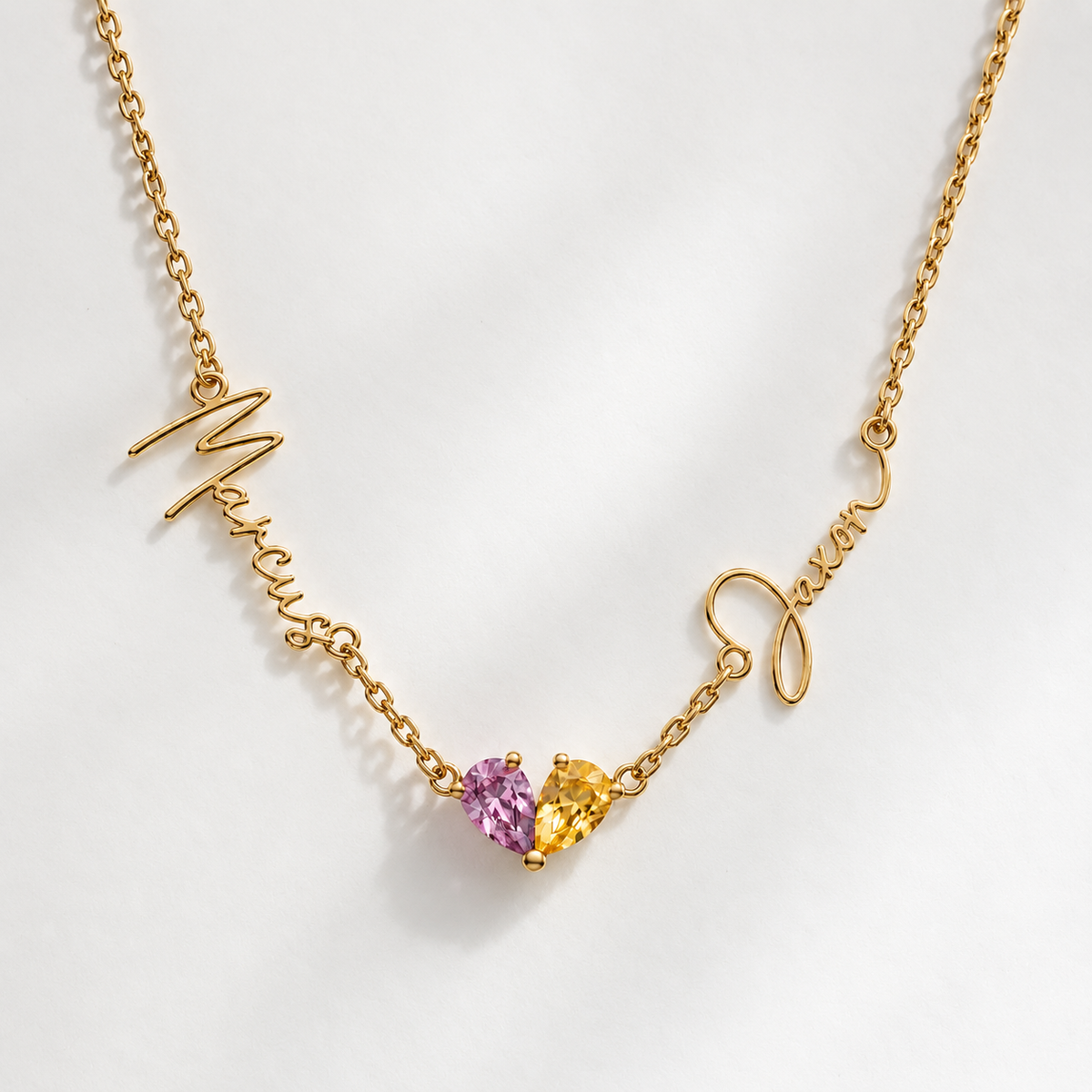 Double Name & Birthstone Necklace