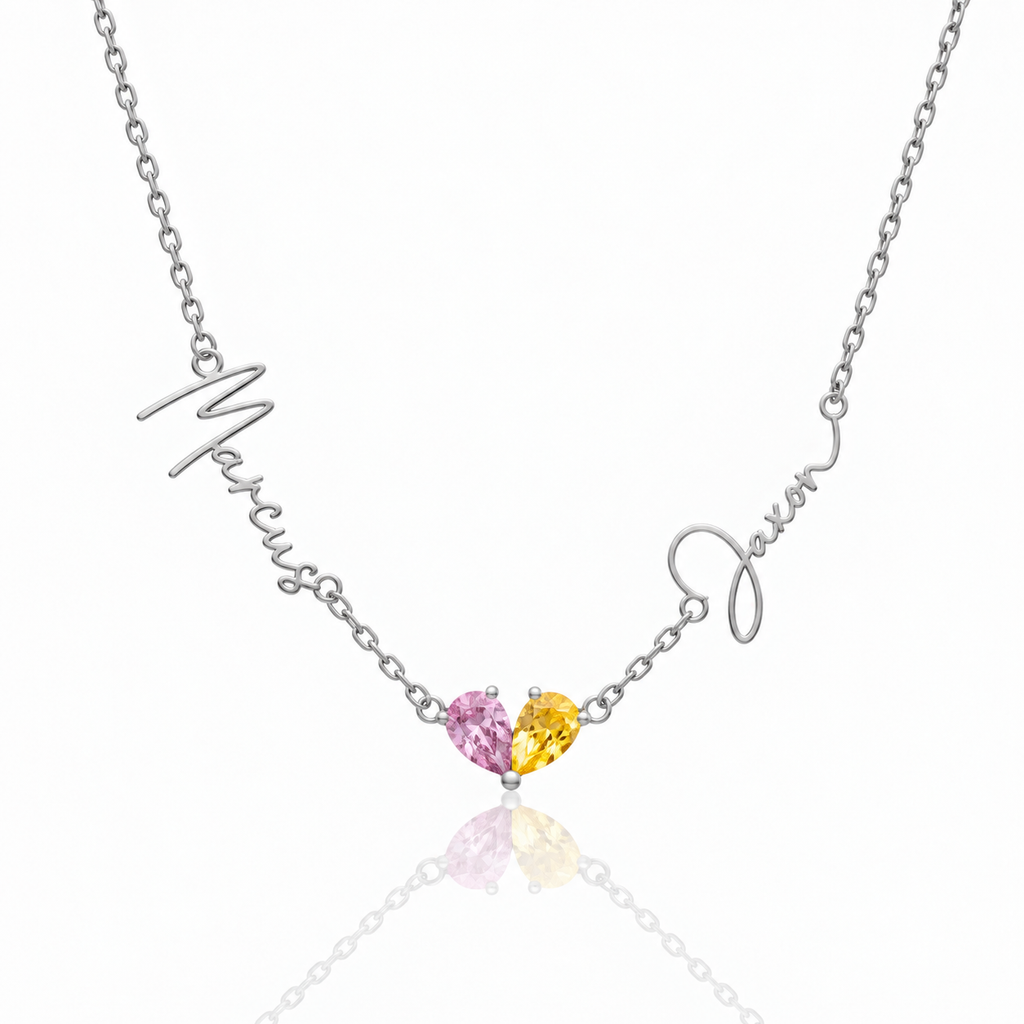 Double Name & Birthstone Necklace