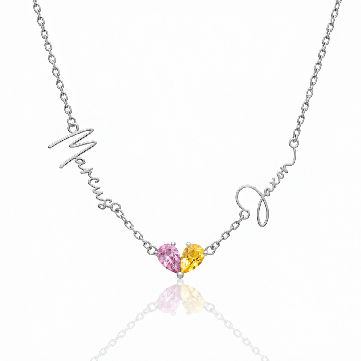 Double Name & Birthstone Necklace