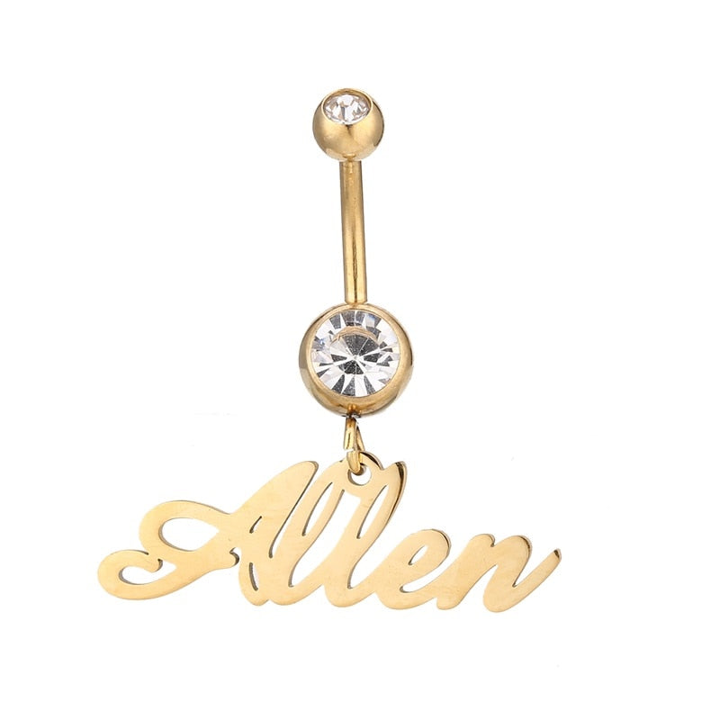 Buy Custom Name Belly Ring, Belly Button Ring, Gold Belly Ring, Gift for  Her, Piercing Jewelry, Heart Belly Ring Online in India - Etsy