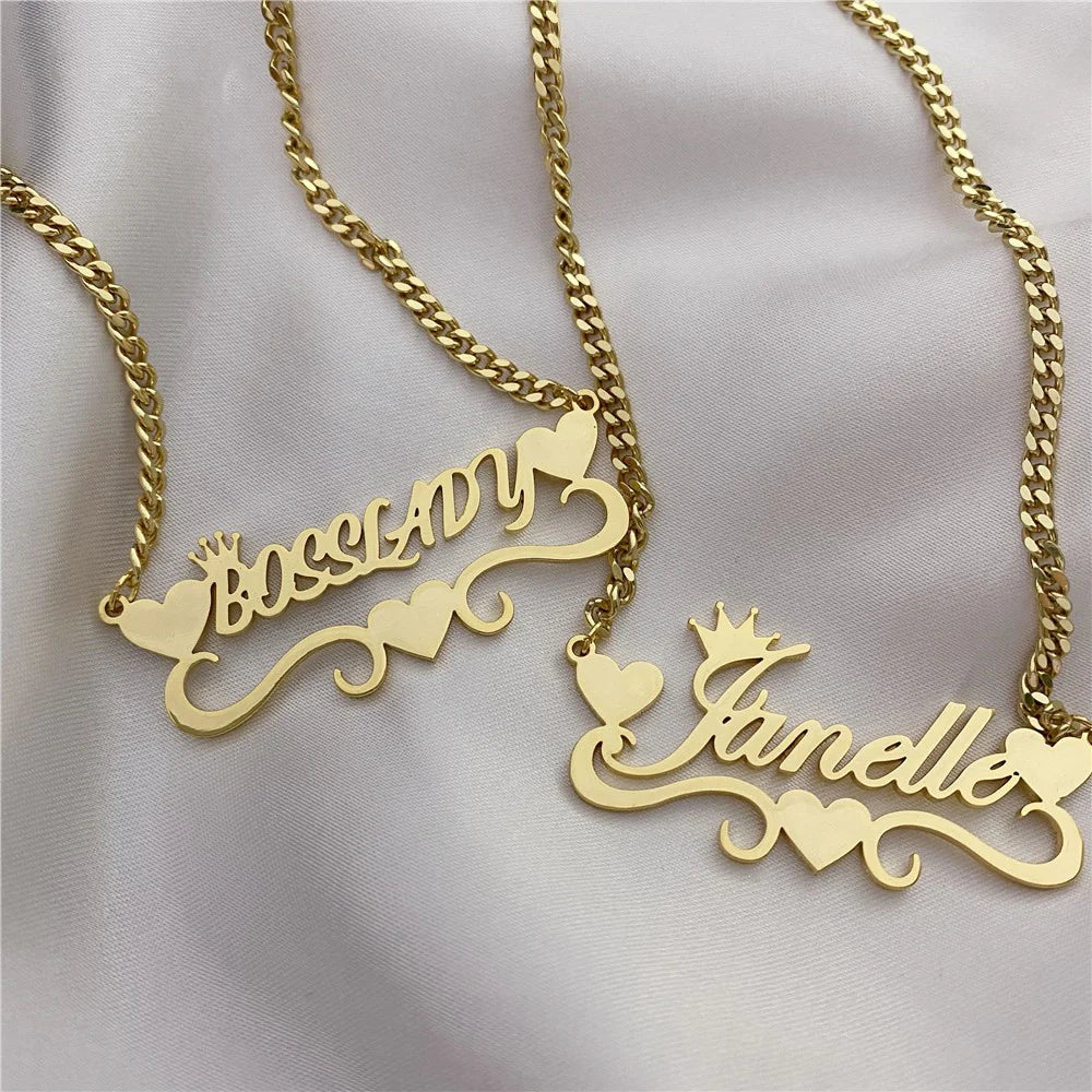 Tiara & Heart Custom Name Necklace